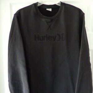 Hurley Mens Long Sleeve Sweat Shirt Dark Gray Size Medium Fleece Crew Embroidery